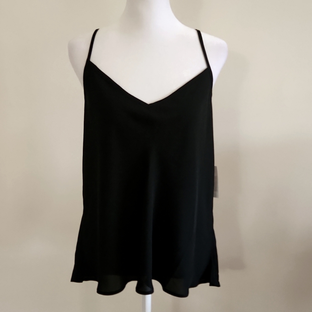 XL Cece Black V Neck Cami Tank